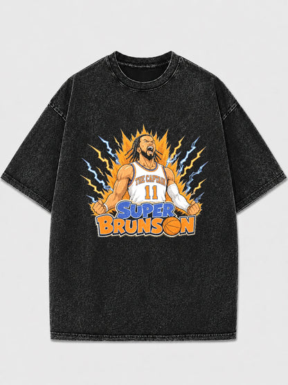 Super Brunson graphic oversized tee with vibrant design