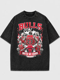 Vintage oversized tee featuring Chicago Bulls graphic design.
