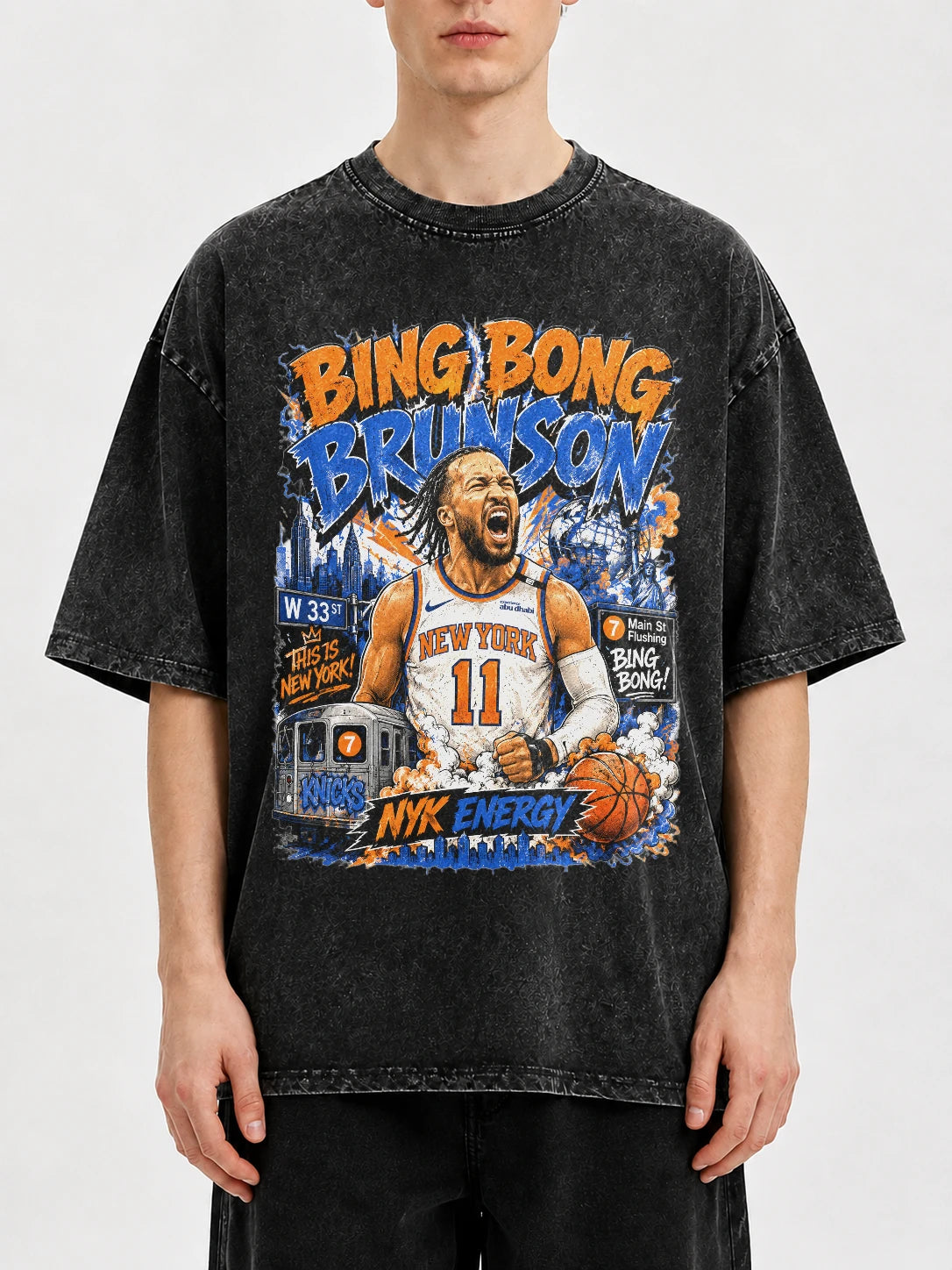 Bing Bong Brunson oversized graphic tee in black with vibrant design