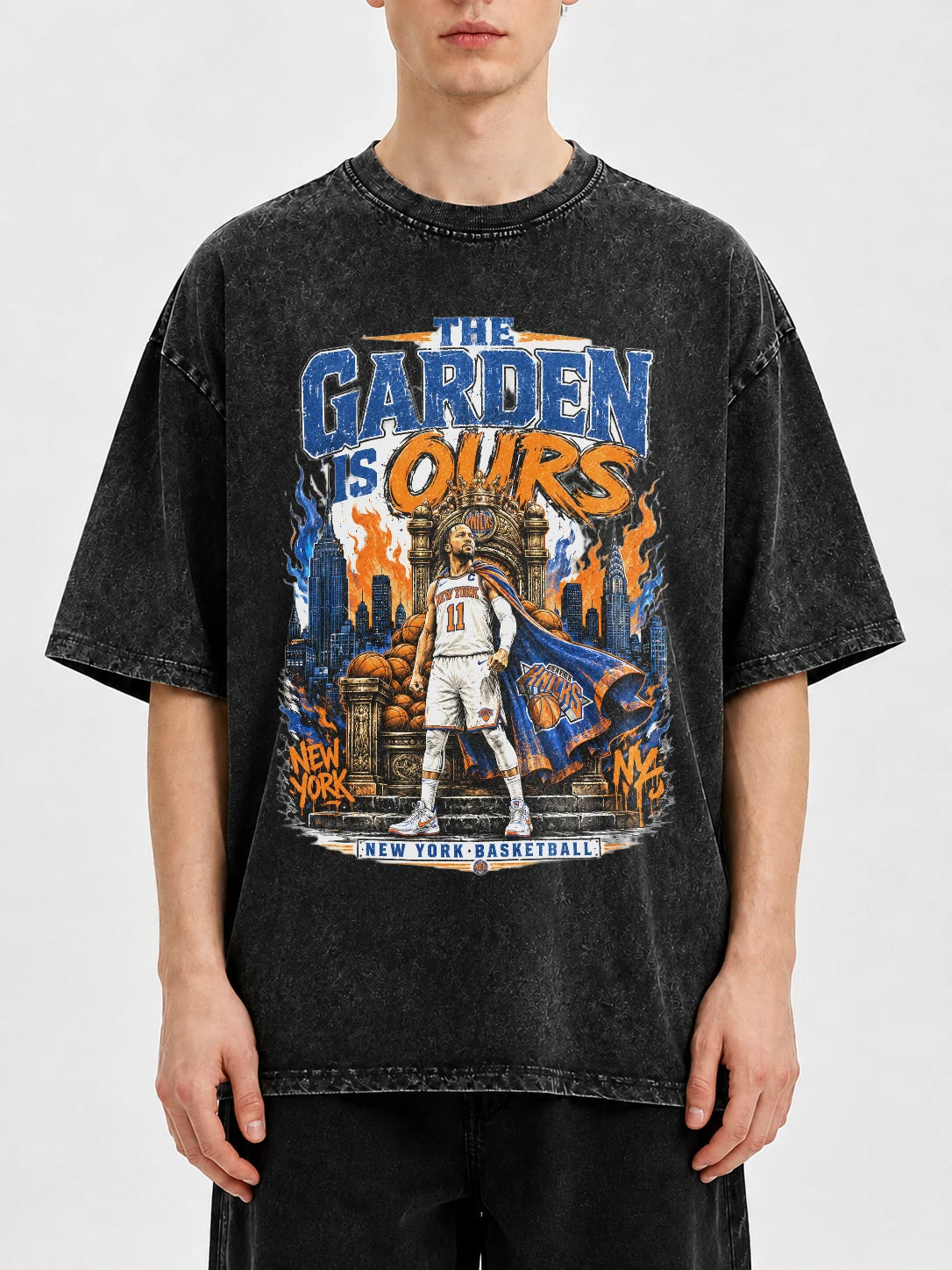 Vintage NYC basketball graphic tee with oversized fit