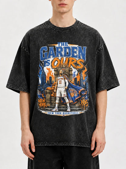 Vintage NYC basketball graphic tee with oversized fit