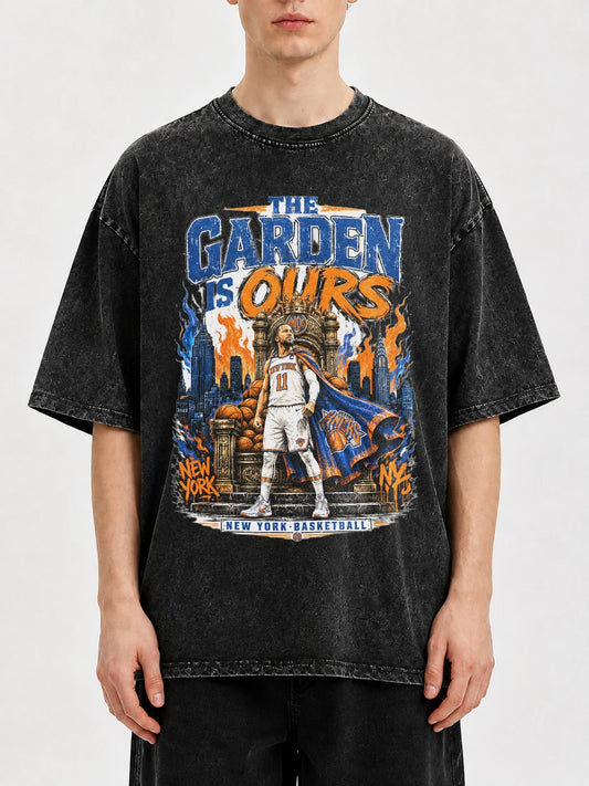 Vintage NYC basketball graphic tee with oversized fit