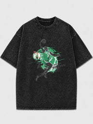Vintage black graphic tee with Boston Celtics basketball design.