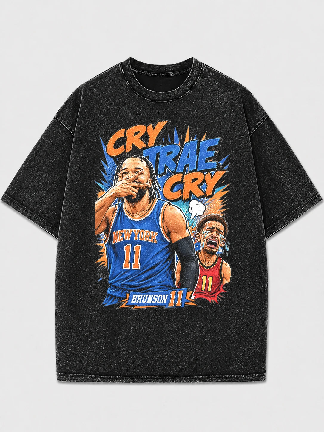 Graphic oversized tee with basketball artwork in black wash