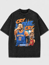 Graphic oversized tee with basketball artwork in black wash