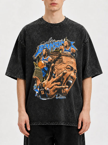 Vintage graphic tee with bold design featuring a dynamic print