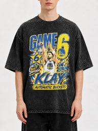 Game 6 Klay Thompson graphic tee in black with colorful print
