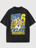 Game 6 Klay Thompson graphic tee in black with colorful print