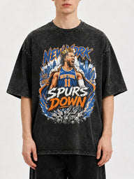 Vintage New York graphic tee with distressed finish and bold print