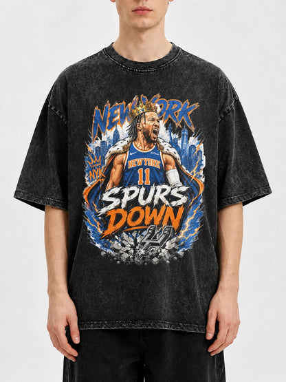 Vintage New York graphic tee with distressed finish and bold print