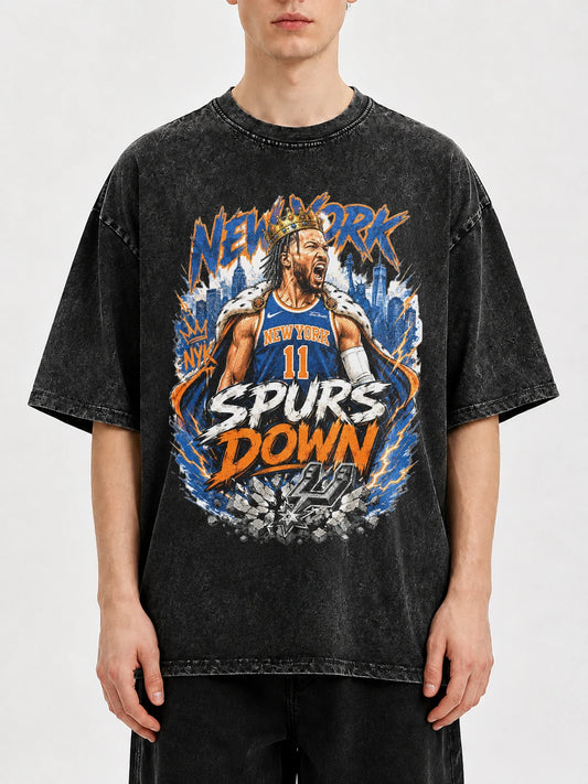 Vintage New York graphic tee with distressed finish and bold print