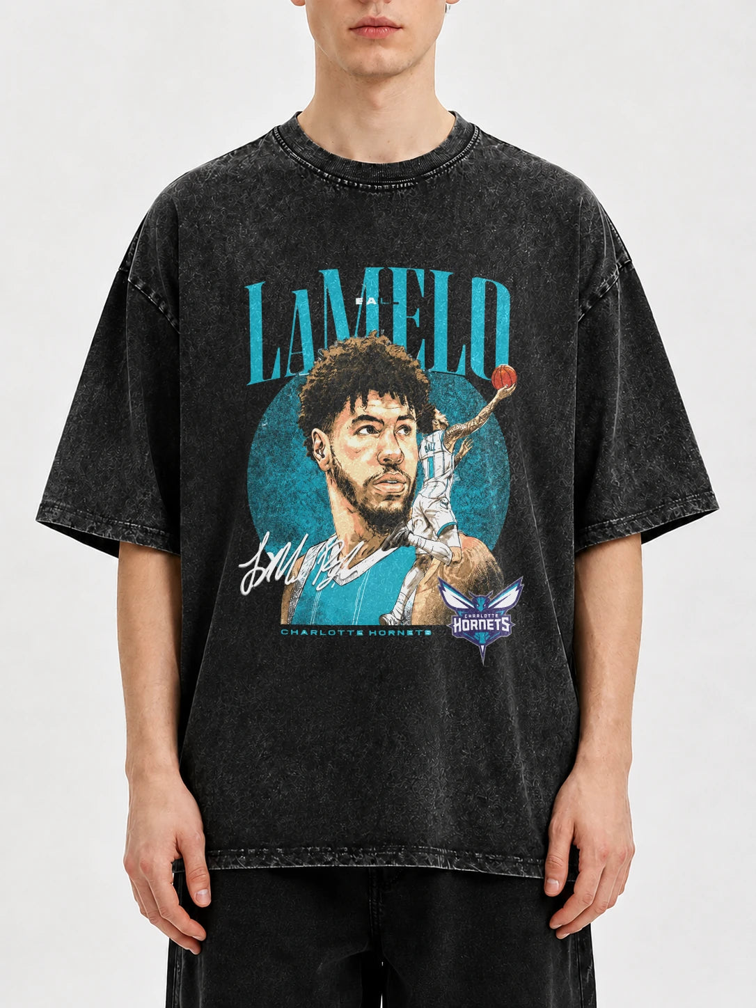 Vintage LaMelo Ball graphic tee in black with signature