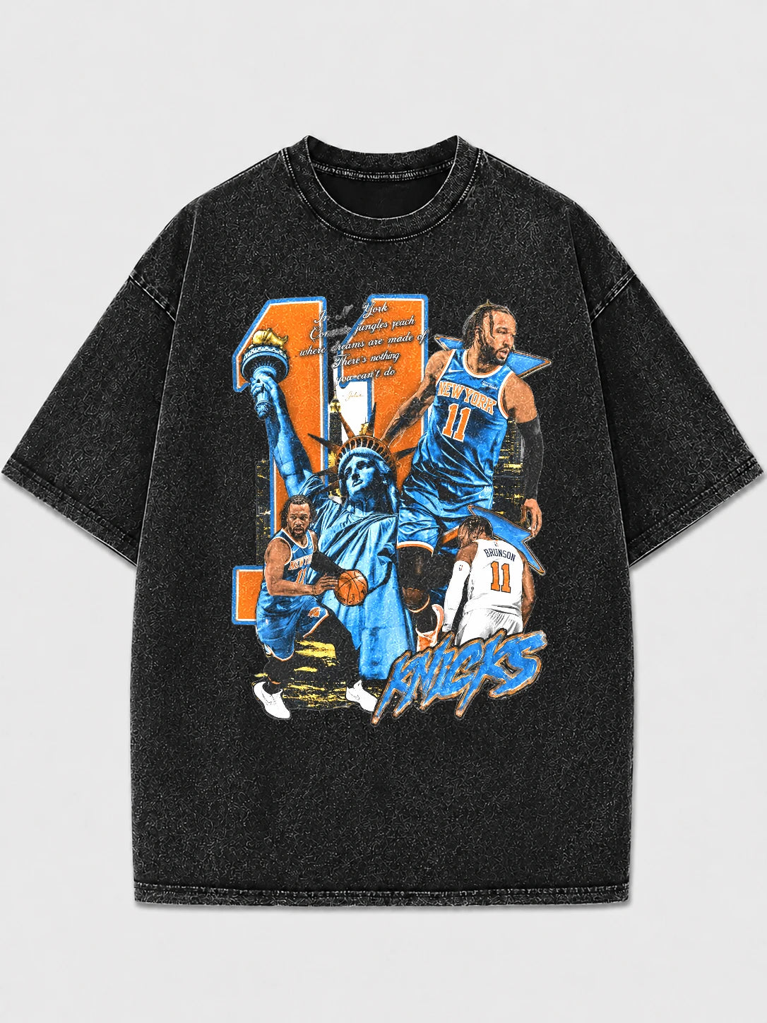 Vintage graphic tee with Statue of Liberty and basketball design