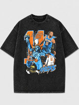 Vintage graphic tee with Statue of Liberty and basketball design