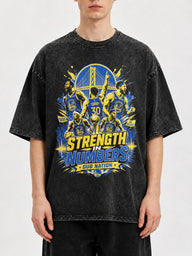 Vintage Strength in Numbers graphic t-shirt in faded black