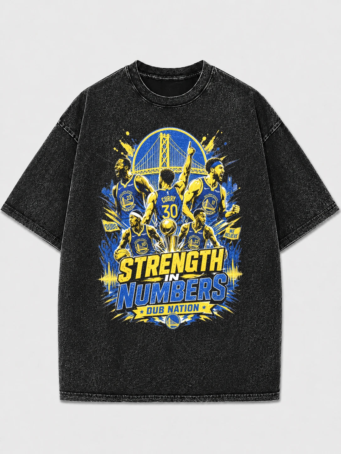 Vintage Strength in Numbers graphic t-shirt in faded black
