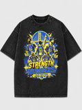 Vintage Strength in Numbers graphic t-shirt in faded black