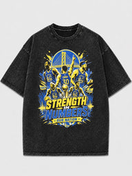 Vintage Strength in Numbers graphic t-shirt in faded black