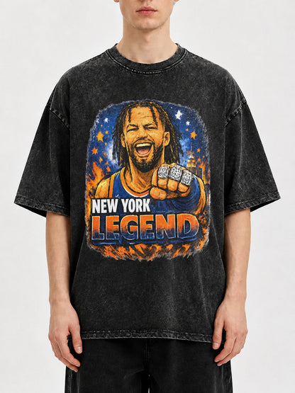 Black graphic tee featuring New York Legend design