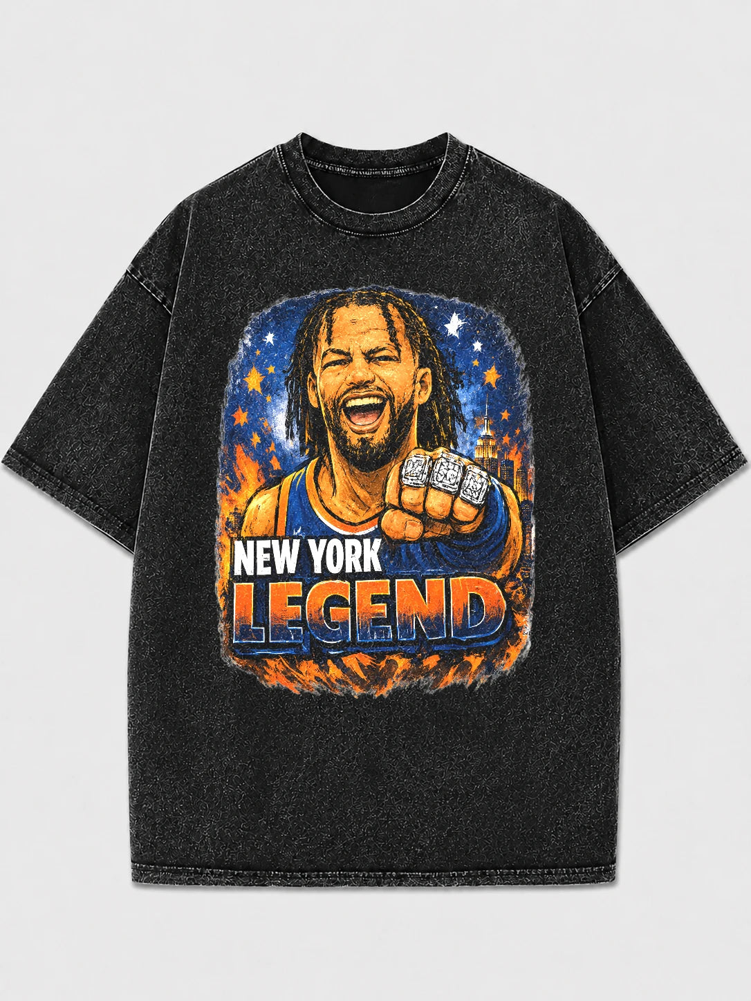 Black graphic tee featuring New York Legend design