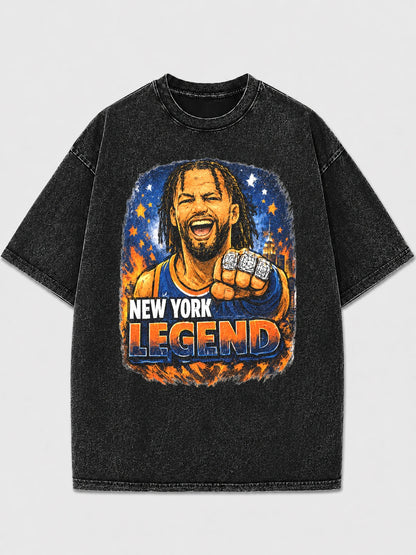Black graphic tee featuring New York Legend design