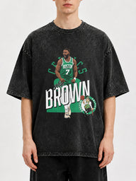 Black vintage oversized graphic tee featuring a Boston Celtics design