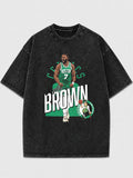 Black vintage oversized graphic tee featuring a Boston Celtics design