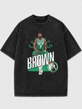 Black vintage oversized graphic tee featuring a Boston Celtics design