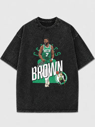 Black vintage oversized graphic tee featuring a Boston Celtics design