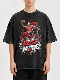 Men's oversized Rose Mode graphic tee with basketball theme
