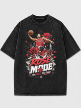 Men's oversized Rose Mode graphic tee with basketball theme