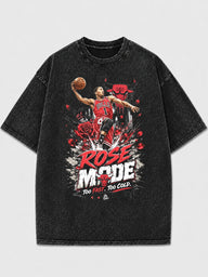 Men's oversized Rose Mode graphic tee with basketball theme