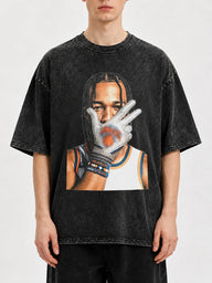 Graphic oversized tee with vintage wash and bold print