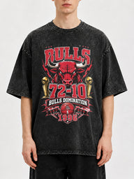 Vintage graphic t-shirt featuring Bulls Domination design in black and red