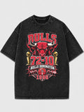 Vintage graphic t-shirt featuring Bulls Domination design in black and red