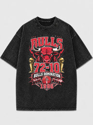 Vintage graphic t-shirt featuring Bulls Domination design in black and red