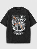 Faded black graphic tee featuring Wemby basketball design