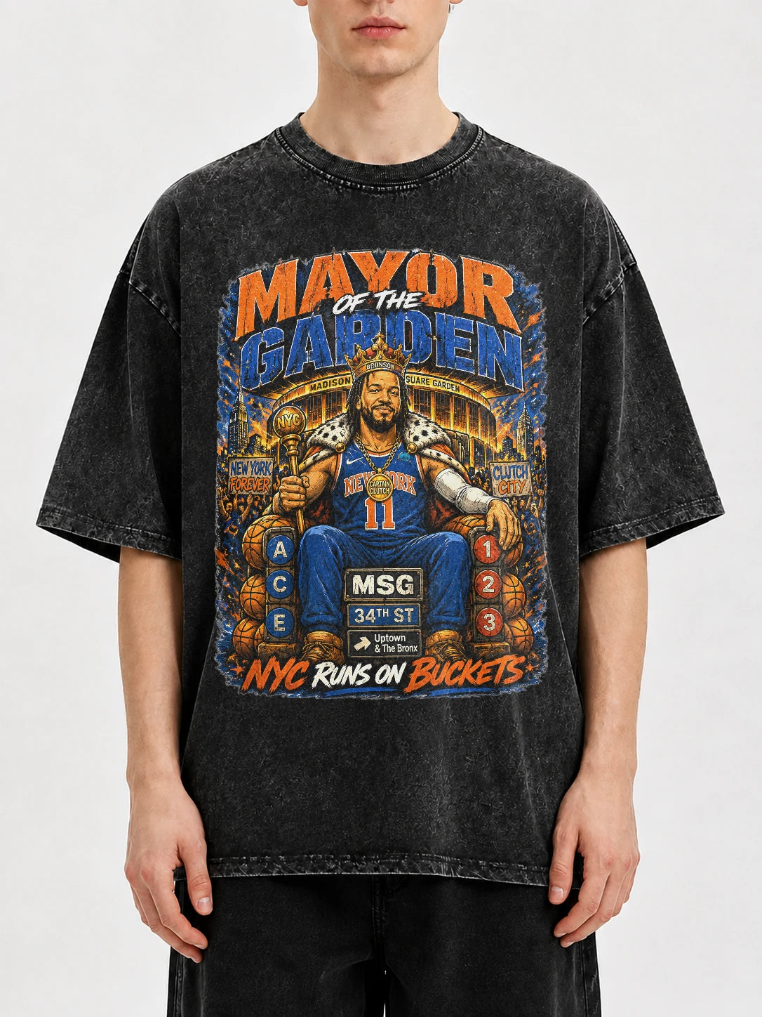Mayor of the Garden oversized graphic tee featuring NYC design