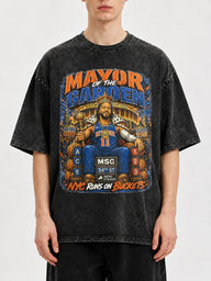 Mayor of the Garden oversized graphic tee featuring NYC design