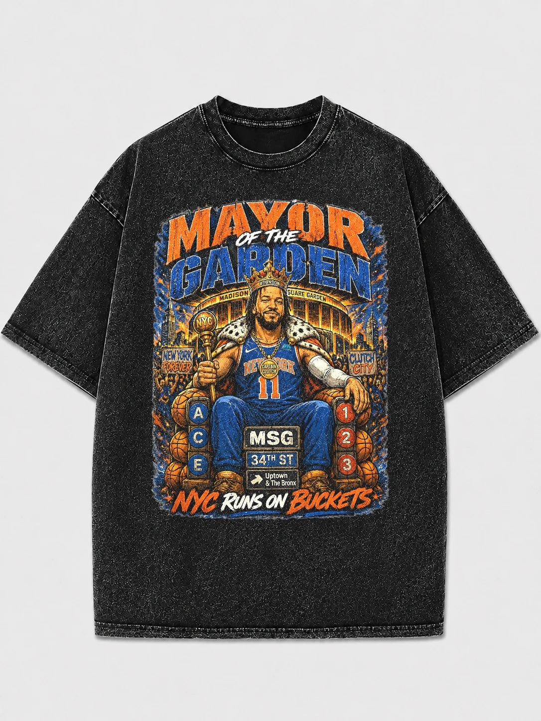 Mayor of the Garden oversized graphic tee featuring NYC design