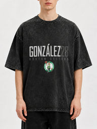 González Boston Celtics graphic tee in vintage black wash
