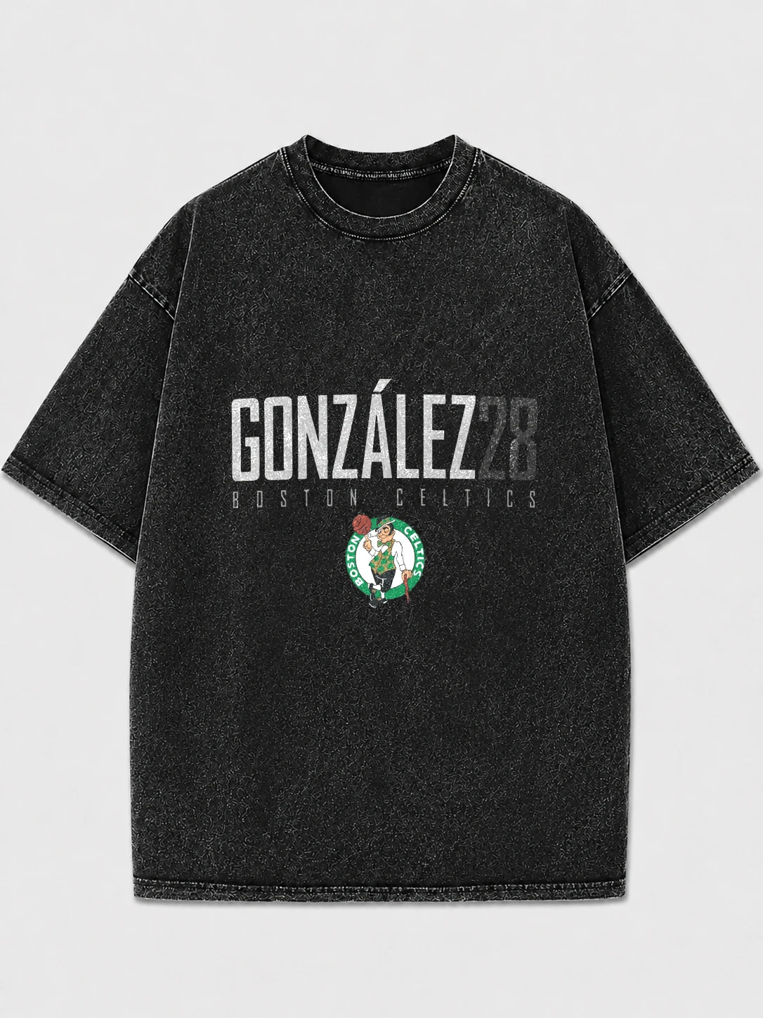 González Boston Celtics graphic tee in vintage black wash